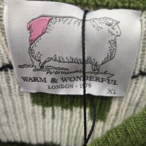 NWT WARM & WONDERFUL Women’s Princess DIANA Wool Sheep Sweater Green SZ XL - Picture 8 of 9